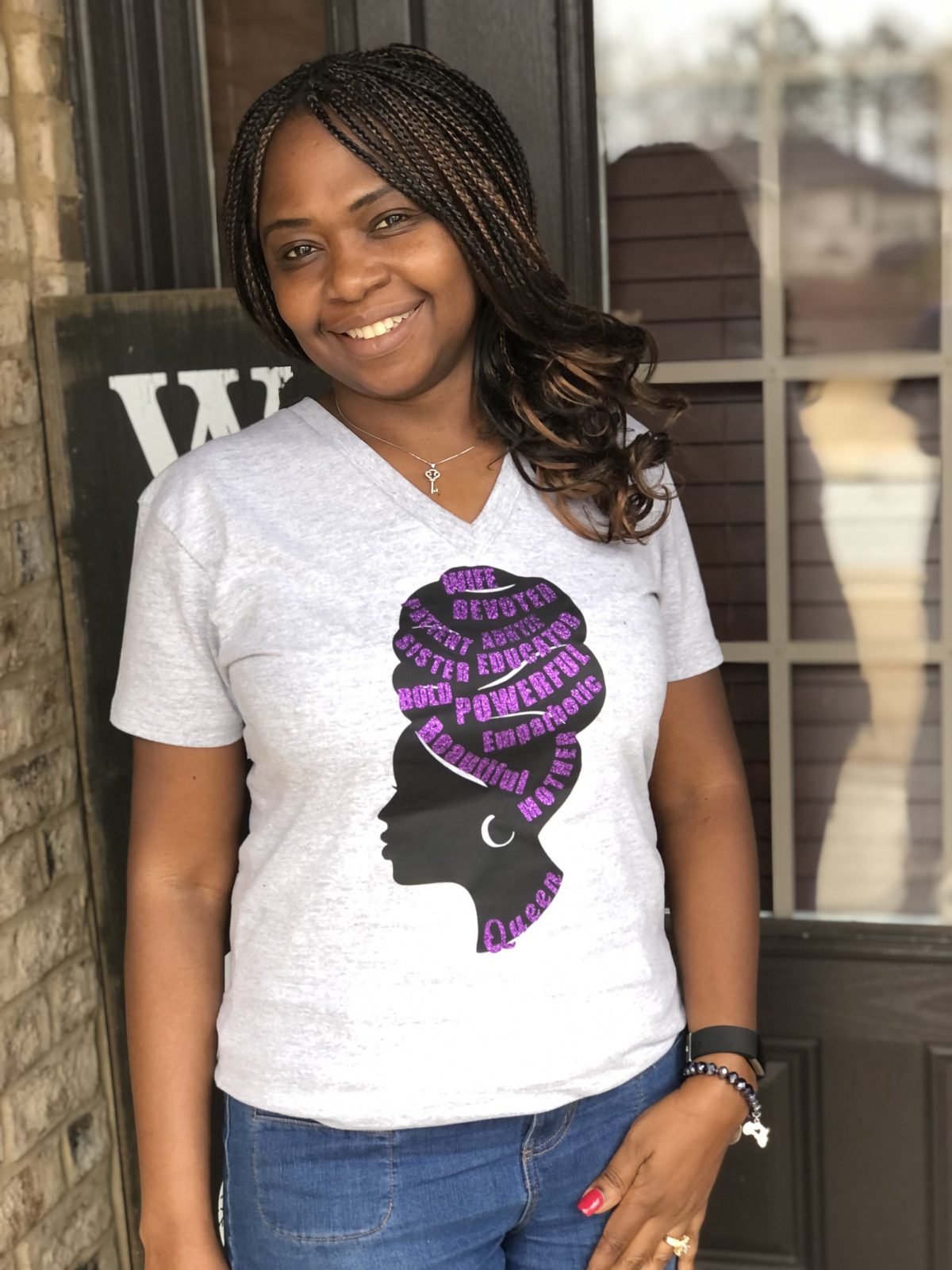 Kreative Additions LLC founder wearing custom printed shirt
